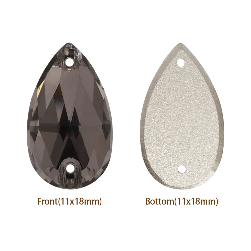 Hot Selling QIYI Brand 55 Colors Multi Size Multi Shape High Quality Flat Back Drop Sew-on Glass Crystal Rhinestones 16 Facets