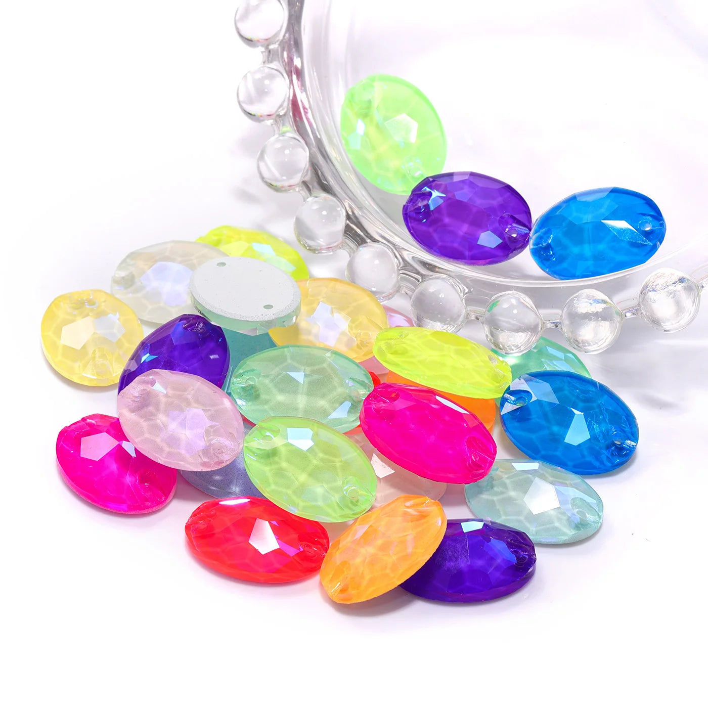 QIYI Oval Crystal Sew-on Rhinestones Flat Back K9 Glass Sew on Stones Garment Beads Clothing Sewing Accessories
