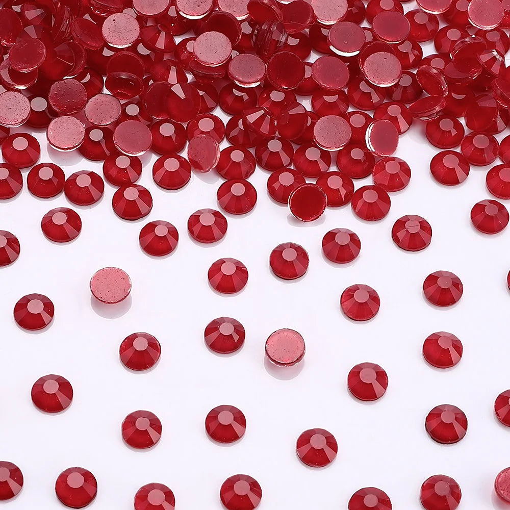 Ready Stock 10 Kinds Red Colors S6-SS30 Bulk Regular Cut 12 Facets 4A+ Rhinestones Crystal Angola 2024 New Design Glass Clothing