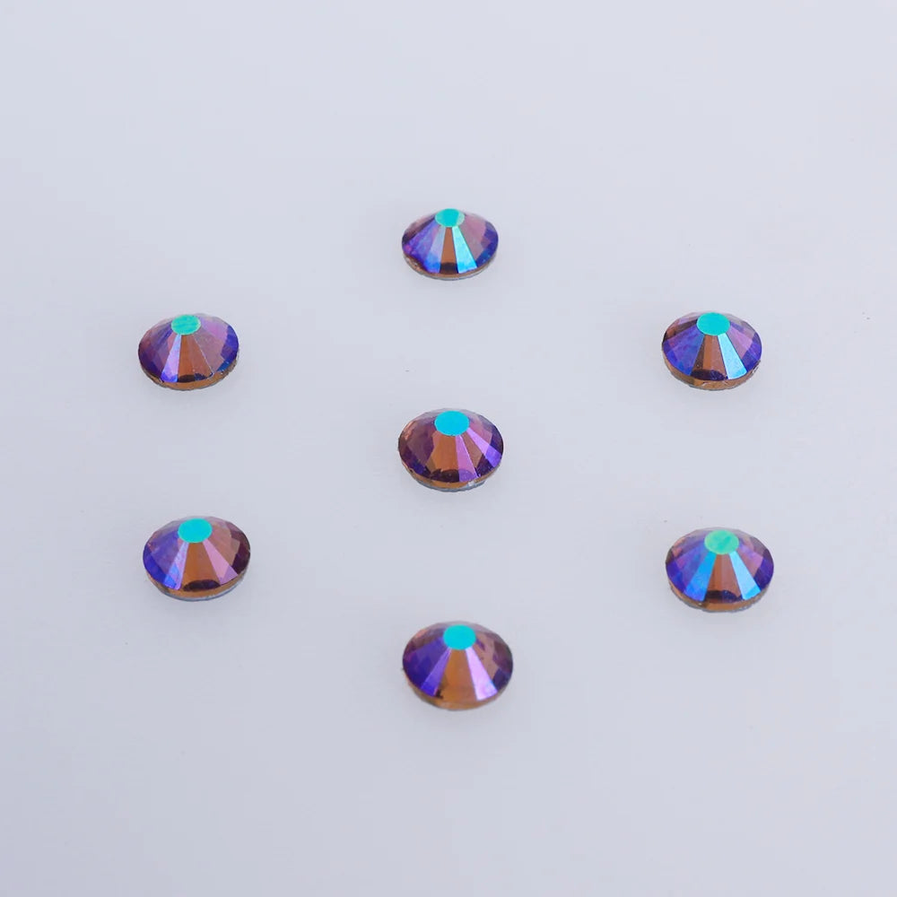 Wholesale Colorful Glitter Glass Rhinestones Flat Back Non Hotfix Crystal Rhinestone Nails for Earring Jewelry Accessory