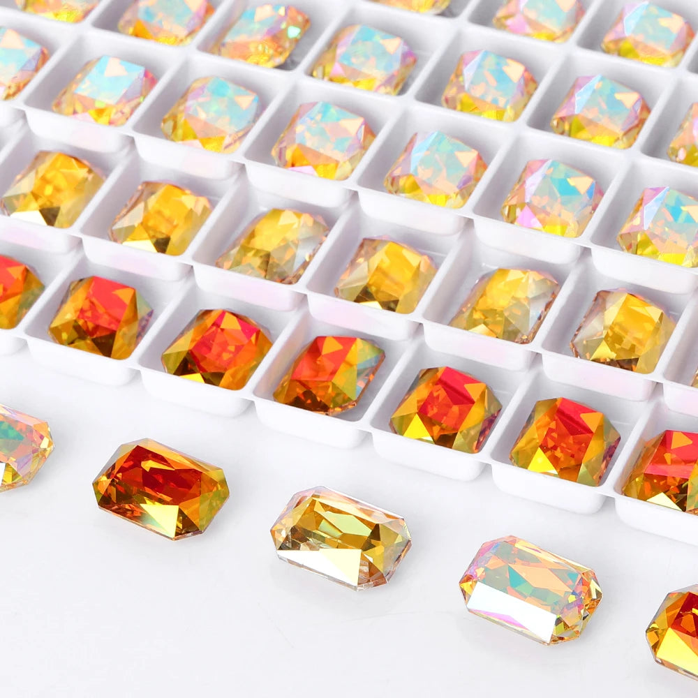 QIYI K9 Glass Grade AAAAAA Loose Rhinestones Maxi Cushion Octagon Point Back Stones