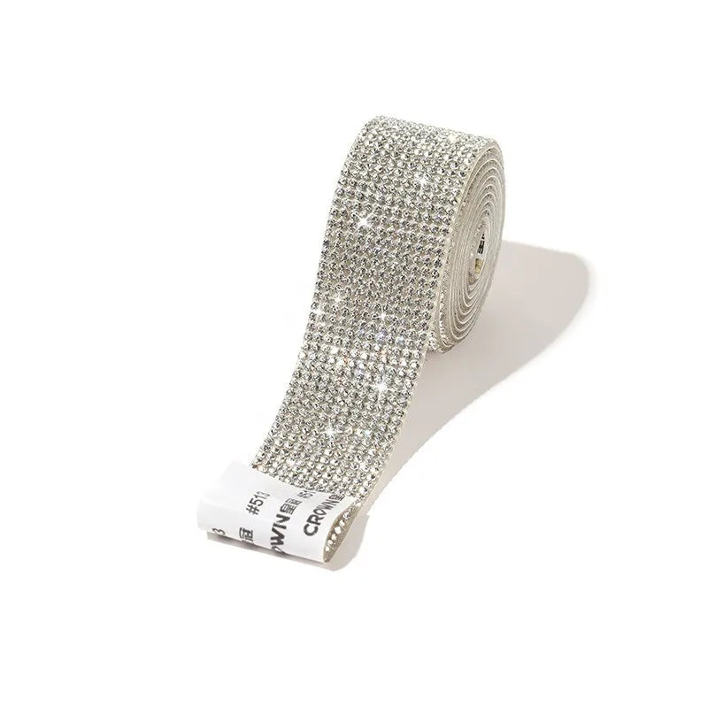 QIYI Wholesale Rhinestone Tape Self Adhesive Rhinestones Trimming Bling Crystal Glass Sheets Roll Wrap Sticker for Tumbler