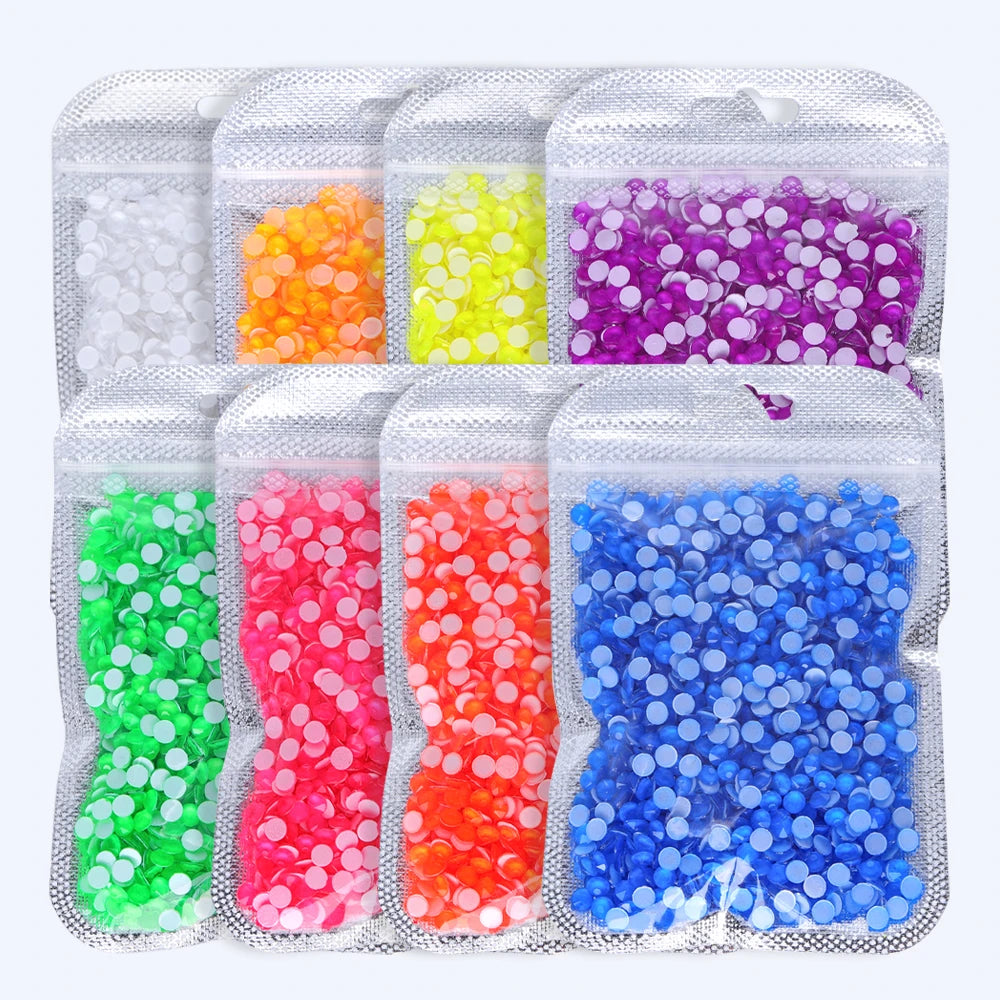 2088 Neon Colors Glass Crystal Rhinestone Flat Back Rhinestone 8 Big 8 Small Crystal Strass Bling Bling Flatback Rhinestones