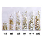 Wholesale 6 Grid Mix Size SS4 SS5 SS6 SS8 SS10 SS12 Crystal AB Rhinestone Flat Back Nail Glass Rhinestones for Fashion Jewelry