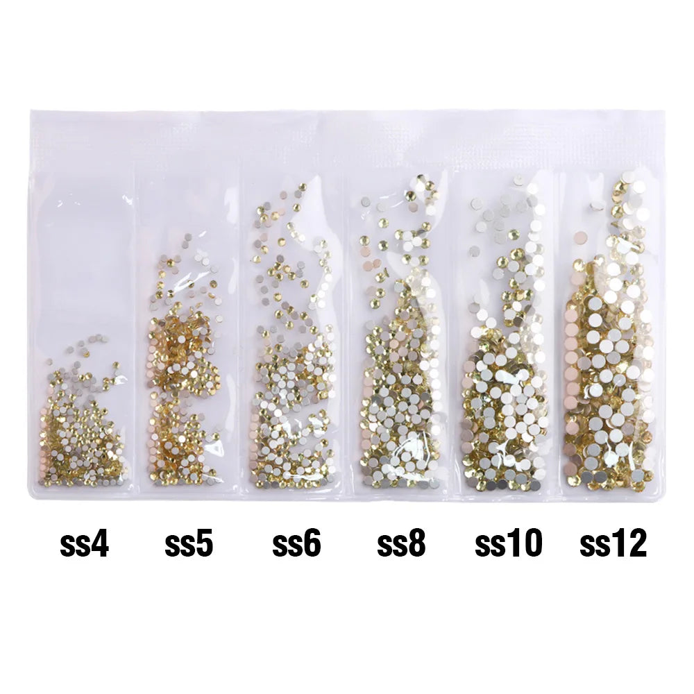 Wholesale 6 Grid Mix Size SS4 SS5 SS6 SS8 SS10 SS12 Crystal AB Rhinestone Flat Back Nail Glass Rhinestones for Fashion Jewelry