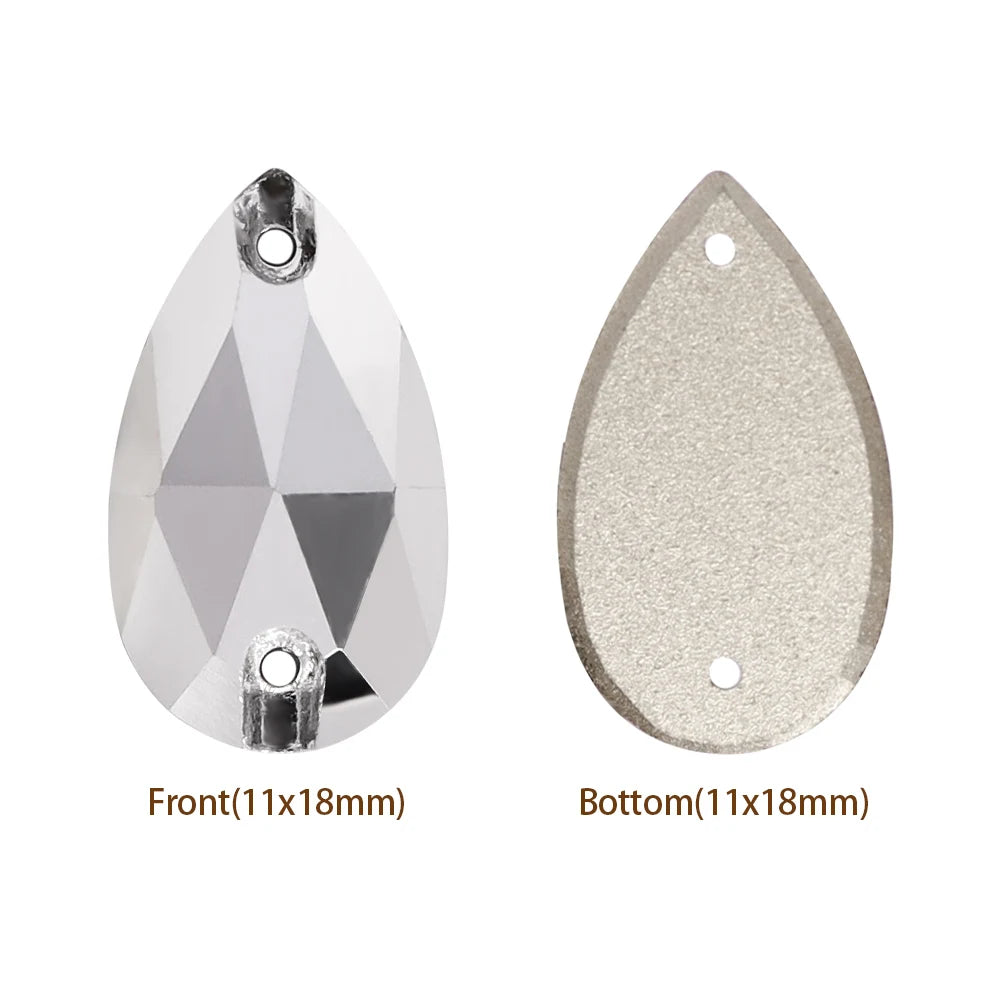Hot Selling QIYI Brand 55 Colors Multi Size Multi Shape High Quality Flat Back Drop Sew-on Glass Crystal Rhinestones 16 Facets