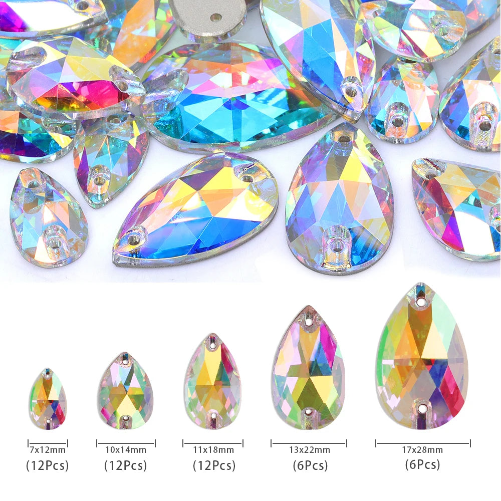QIYI Mixed Size Packing Crystal AB Colors Different Shape High Quality Glass Crystal Rhinestones for Garment Accessories