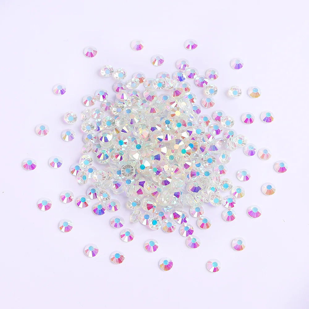 Transparent Crystals White  Nail Art Rhinestones Bulk Flat Back Non Hotfix Rhinestone Glass Bling  for Clothing