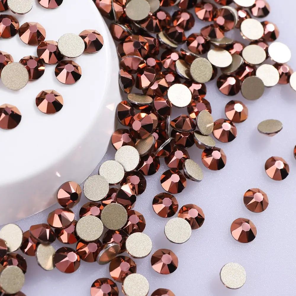 High Quality 16 Cut Facets  Crystal AB Rhinestone Gold Base Non Hot Fix Flatback  Rhinestones Bulk for Dress