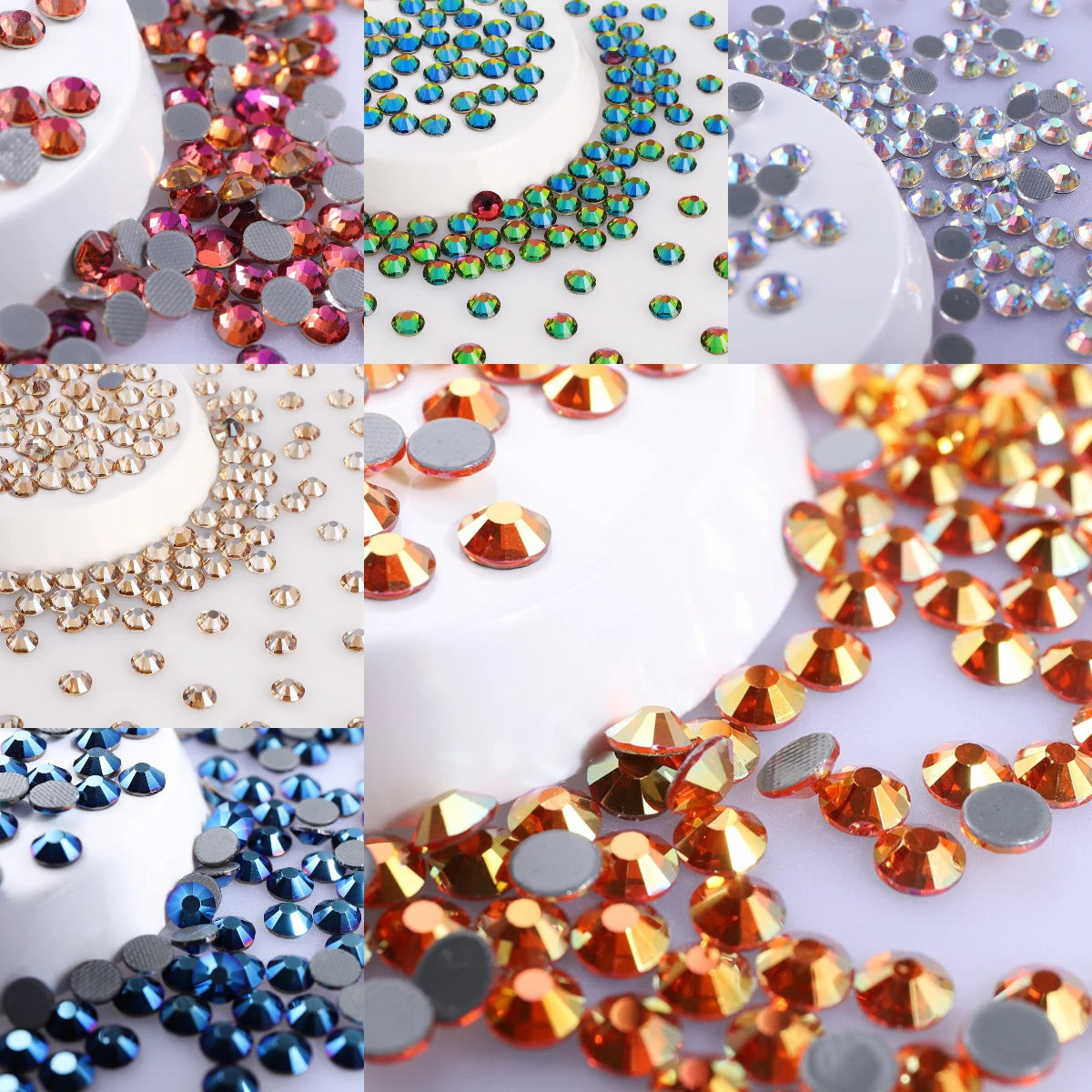 2024 Hot Fix Different Size Small Bag 1440pcs AB Color Bright Shining Clear Glass Crystal Rhinestones for Garment Decoration