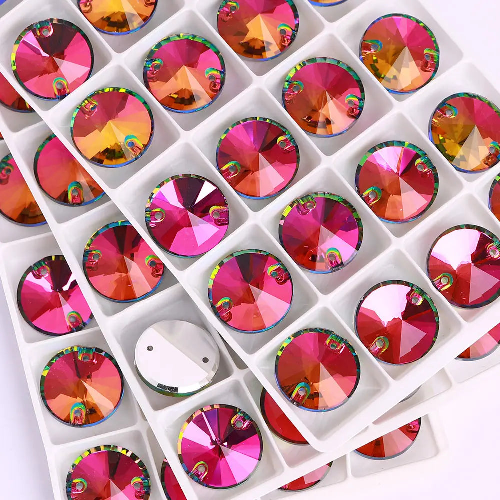 Ready to Ship Neon Rivoli Rhinestones 55 Colors Crystal  Sew-on Rhinestones Glass Clothing Flatback Sewing Stones for Women