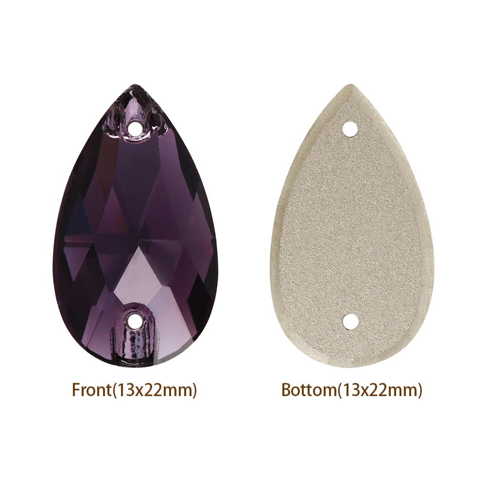 Hot Selling QIYI Brand 55 Colors Multi Size Multi Shape High Quality Flat Back Drop Sew-on Glass Crystal Rhinestones 16 Facets
