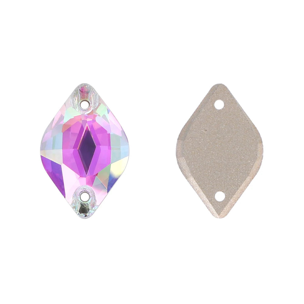 QIYI Lemon Shape Sew-On Rhinestones 55 Colors 9x14mm/12x18mm Glass Rivoli Shape Minimalist Luxury Design for Garment Shoes Bags