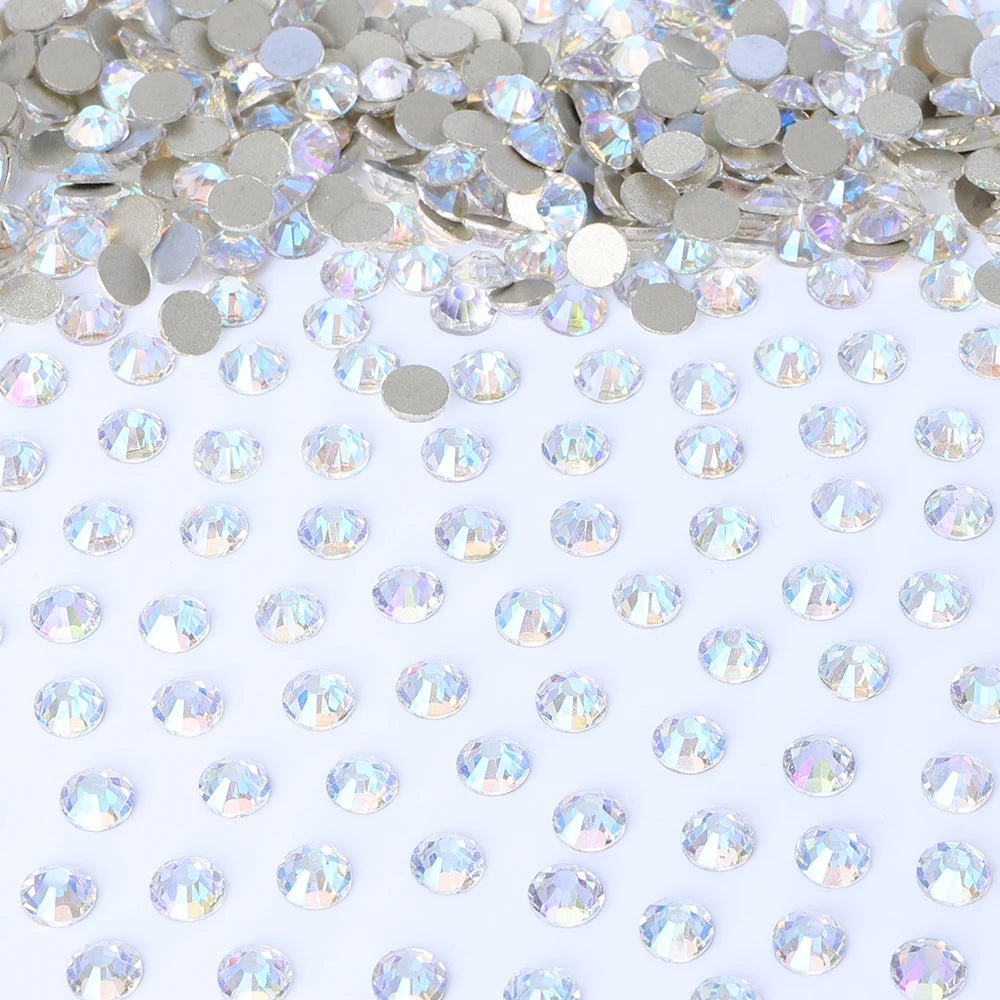 Wholesale 14400pcs Glass Crystal Glue on Rhinestones Bulk Non Hotfix Flatback Rhinestones for Wedding Accessories
