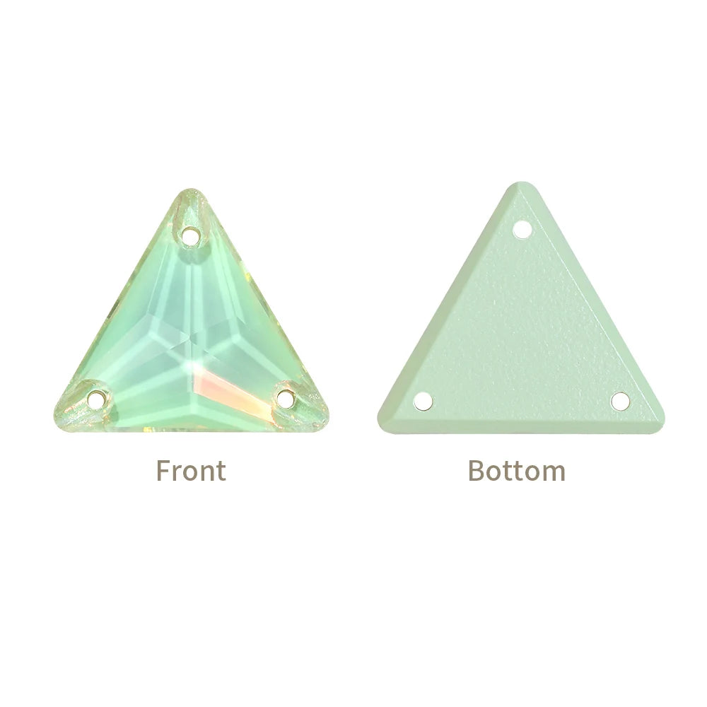 3270 Factory Direct 12mm/16mm/22mm Different Sizes 55+ Colors Top Quality Durable Grade AAAAAA Glass Triangle Sew-on Rhinestone
