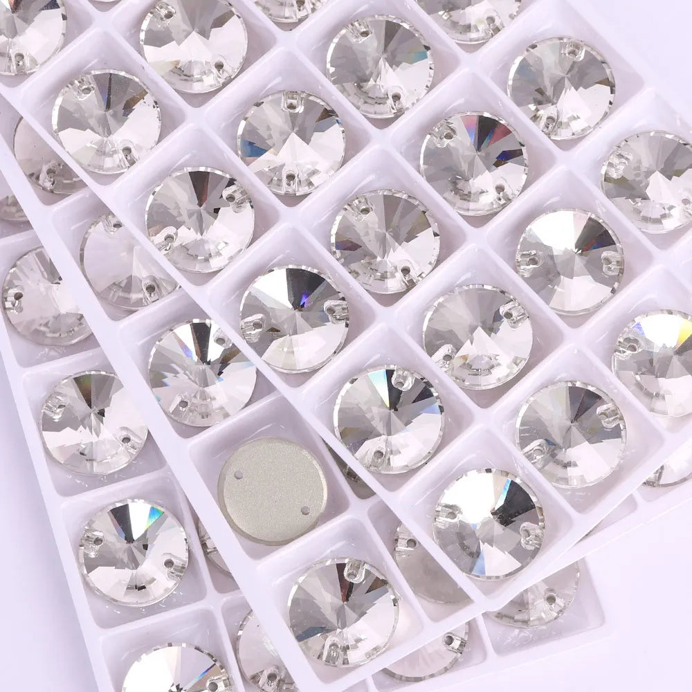 Top Quality Rivoli  80+ Colors Rhinestones Crystal AB Sew-on Rhinestones Glass Gems Clothing Flatback Sewing Stones for Women