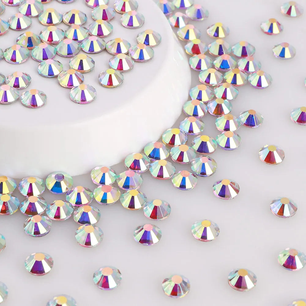 Wholesale Factory  Over 200 Colors German Intensive Glue Hotfix SS20 Glass Crystal AB Hot Fix Rhinestones for Wedding Dress