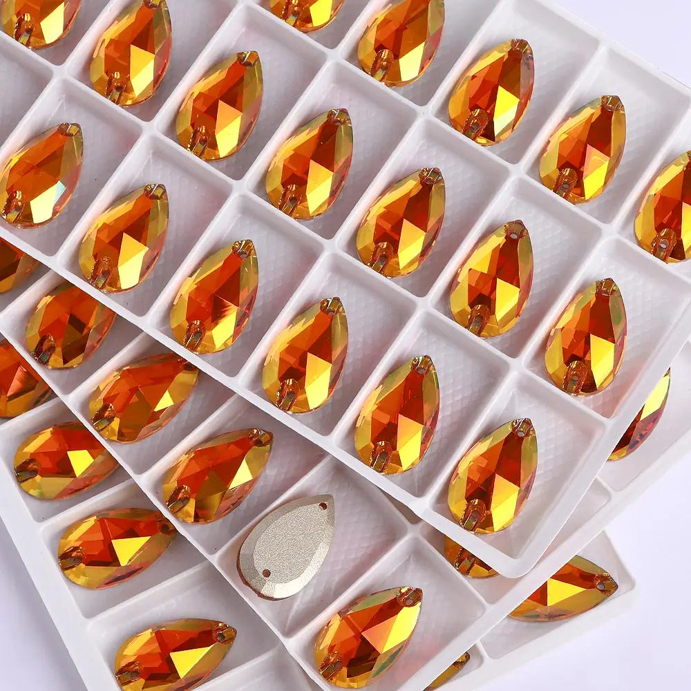 Wholesales Customize New Trend Drop  Shapes Colors Crystal Beads Sewing-On Rhinestones for Jewelry Clothes
