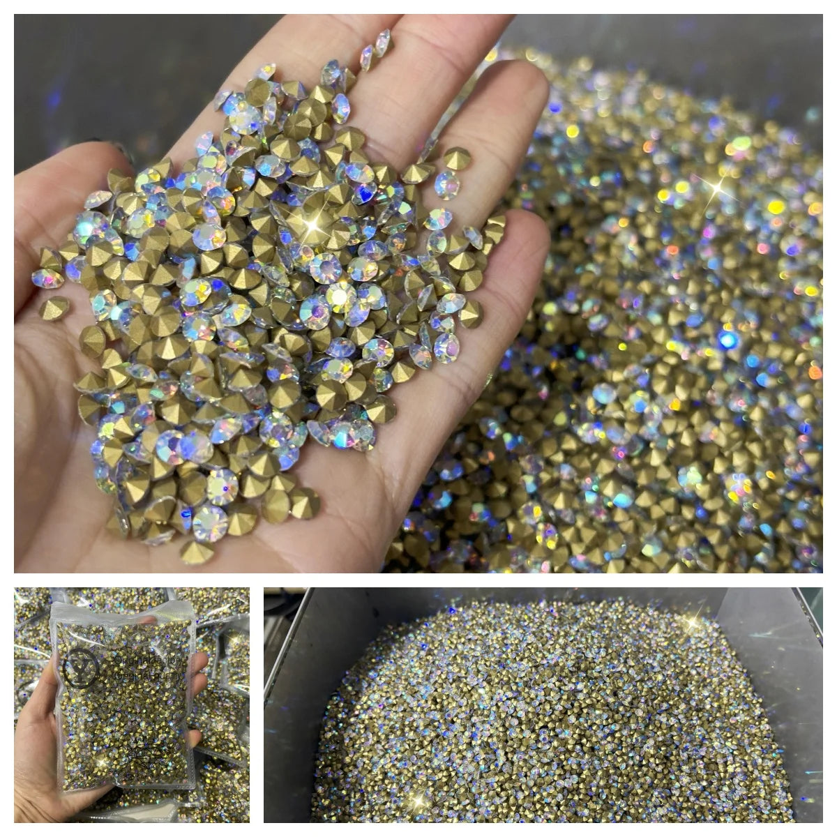 SS13 AB Pointed-Back Crystal Rhinestones Non-Hotfix Chaton Strass DIY Nail Decoration & Wedding Garment Materials