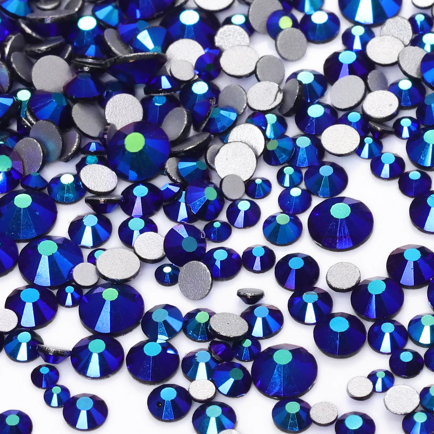 QIYI High Quality Glass Crystal AB Rhinestones  Mixed Size Ss3-ss20  Non Hotfix Flatback Crystal Rhinestones for Clothing Fabric