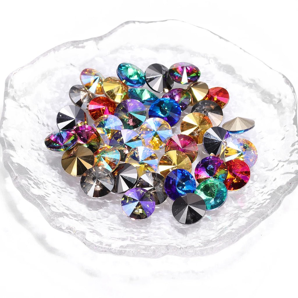 Qiyi New Arrival Rivoli Fancy Shape Eco-friendly Materials Trendy Design K9 Glass High Quality Grade AAAAAA Point Rhinestone