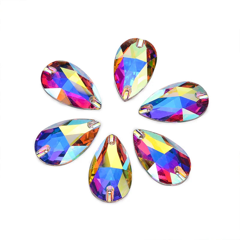 Wholesales High Quality Fancy Shapes Crystal Colors Non Hot-fix Sew on Rhinestone for for Garments Decoration