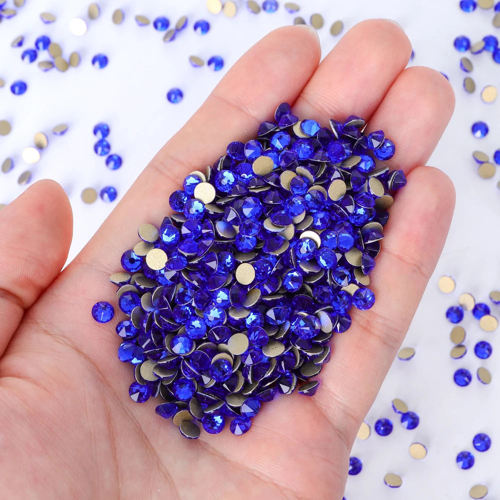 SS10-SS40 Colorful Non Hotfix Rhinestones Golden Base Flat Back Bling Glitter Glass Stones Crystal Strass Diamond for Nail
