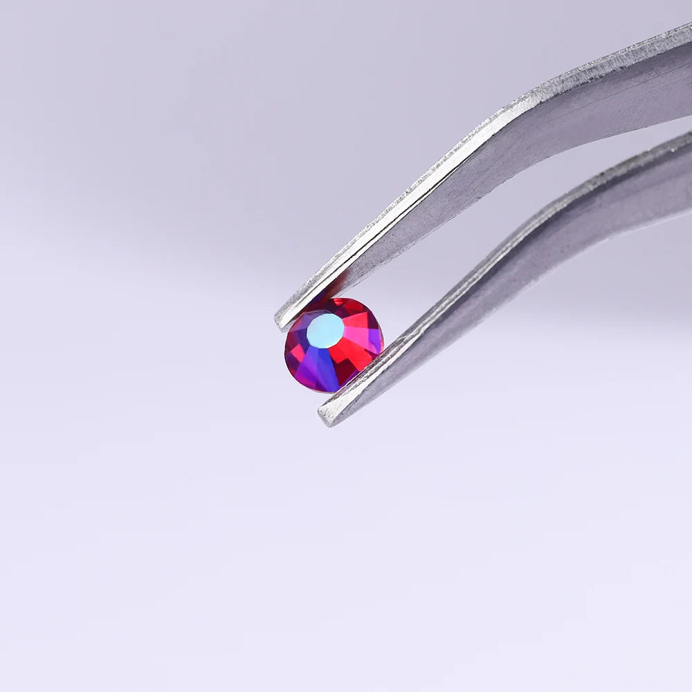 Glitter SS16 SS20 SS30 Peridot AB Flatback Glass Round Crystal Applique Non Hotfix Strass Rhinestones for Nail Art Decoration