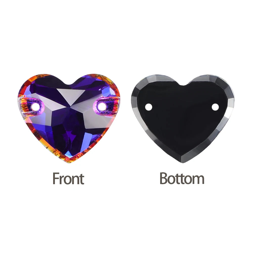 QIYI Factory Direct Wholesale Popular Fashion Design Bright Pure Versatile Minimalist Heart Shape Sew-on Rhinestones  3259