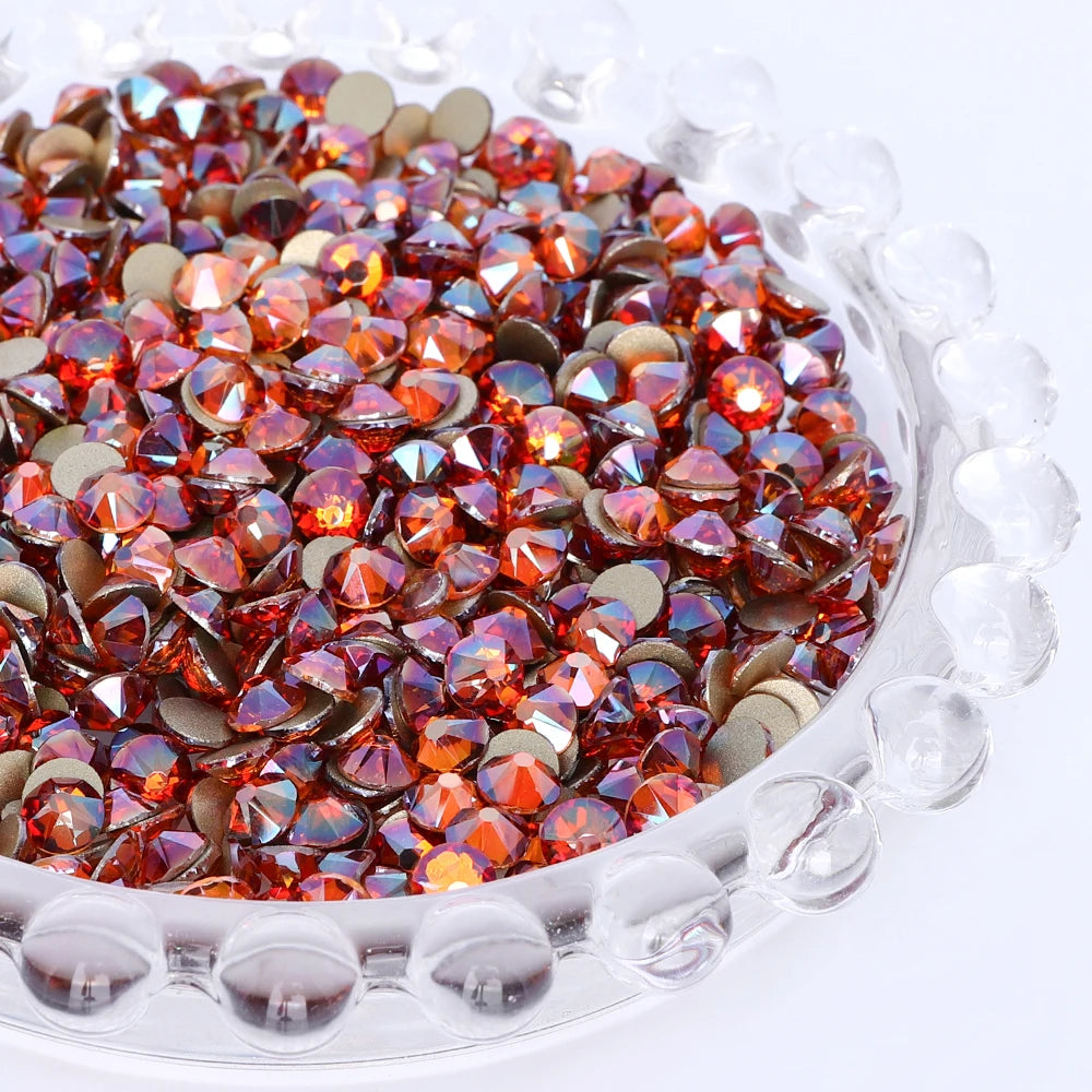 SS10-SS40 Colorful Non Hotfix Rhinestones Golden Base Flat Back Bling Glitter Glass Stones Crystal Strass Diamond for Nail