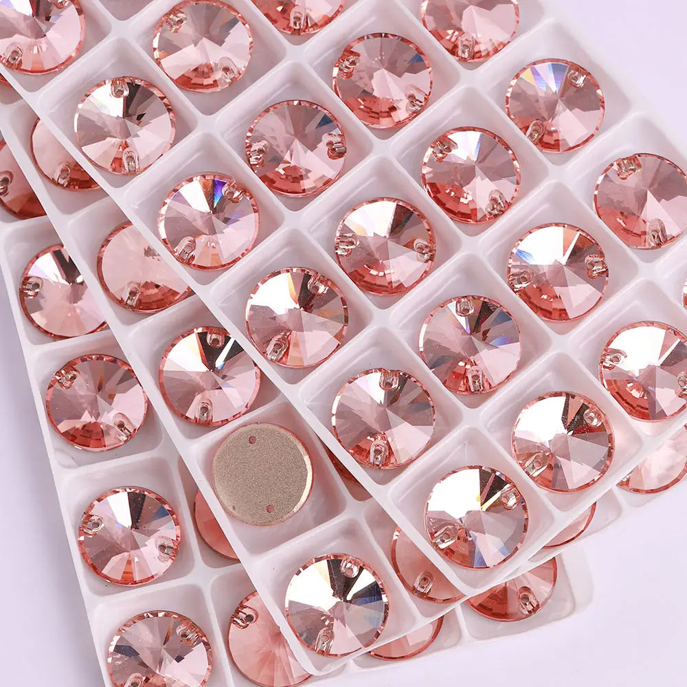 Wholesale Rivoli Rhinestones 55 Colors Crystal Strass AB Sew-on Rhinestones Glass Gems Clothing Flatback Sewing Stones for Women
