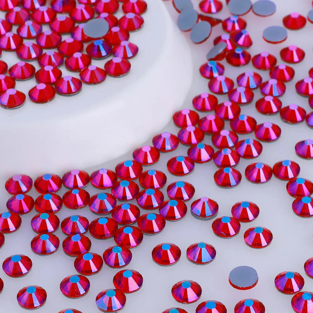 QIYI High Quality Glass Rhinestones Bulk Wholesale Crystal AB Iron on Rhinestone for Custom Transfer Designs