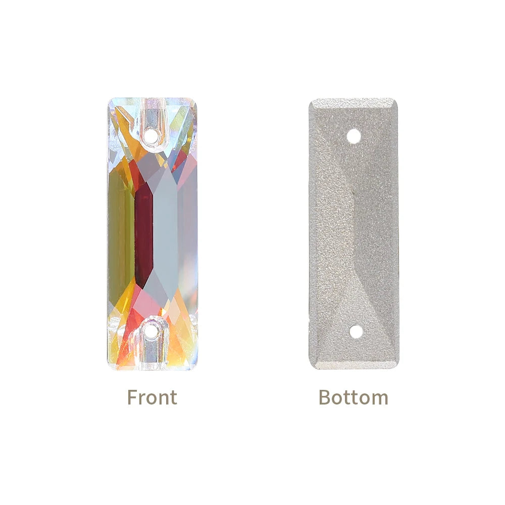 3255 New Arrival 14+ Different Colors and Size Long Strip Shape Flat Back Pure Hard Glass Crystal Sew-on Rhinestones for Garment