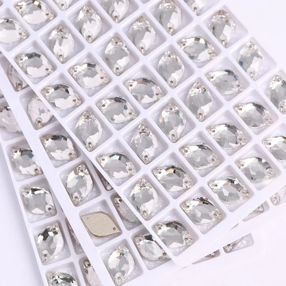 Wholesale Lemon AB Crystal Bling Custom Sew-on Rhinestones 5A Quality FlatBack 2 Holes Sewing Stones Bling Wedding Decoration