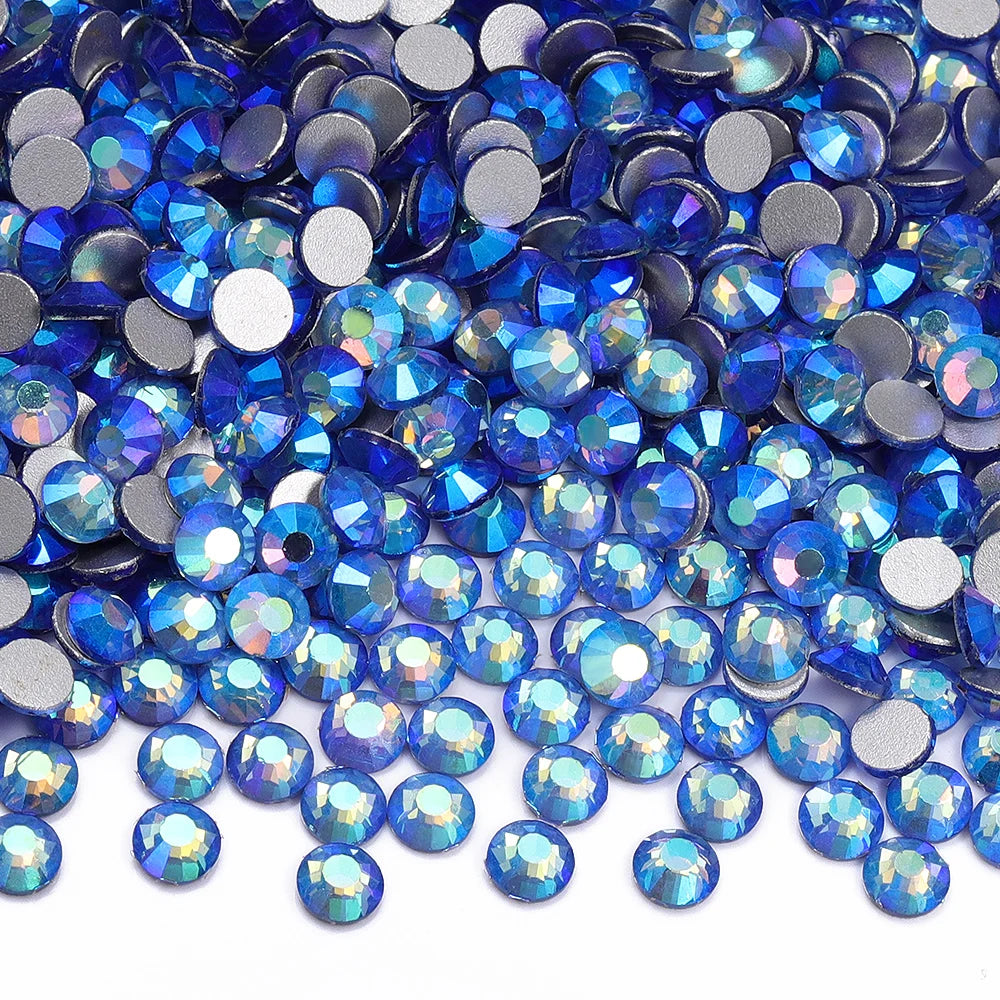 Blue Colors Glass Bling Crystal Wholesale Rhinestone Non Hotfix Flat Back Crystal Glass  for Clothing Accessories