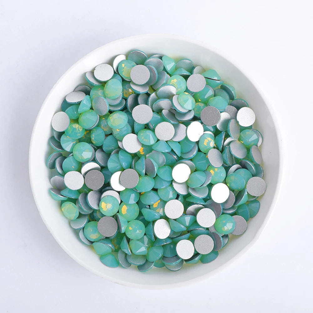 SS3-SS30 Non Hot Fix Glass White Opal Flat Back Crystal Stone Rhinestones for Nail Art Decoration