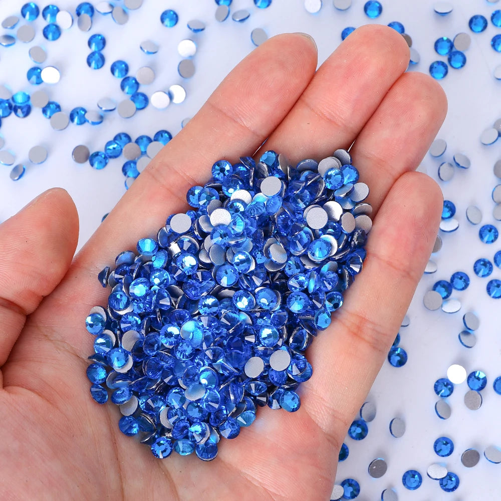 Wholesale 14400pcs Glass Crystal Glue on Rhinestones Bulk Non Hotfix Flatback Rhinestones for Wedding Accessories