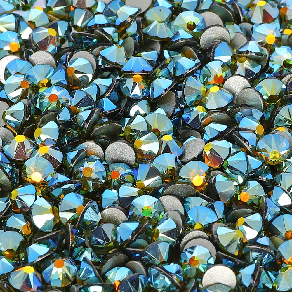 Factory Wholesale Crystal AB Colors 2088 16 Cut Facets Multi and Size Flat Back Golden Bottom High Quality Glass Rhinestones