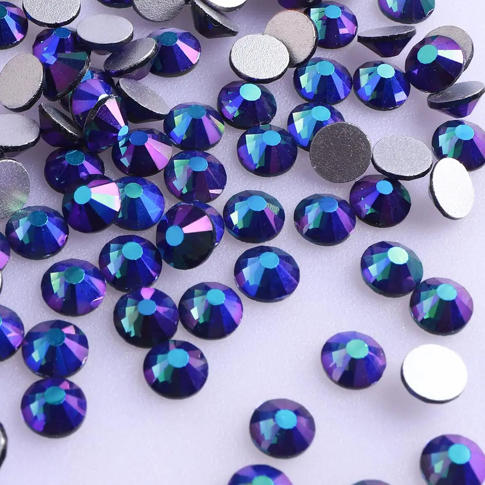 Wholesale Colorful Glitter Glass Rhinestones Flat Back Non Hotfix Crystal Rhinestone Nails for Earring Jewelry Accessory
