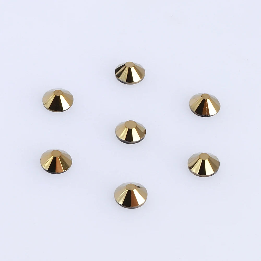 Wholesale Hot Fix Aurum Glass Rhinestone High Quality FlatBack Rhinestones SS6-SS30 for Garments and Art Decoration