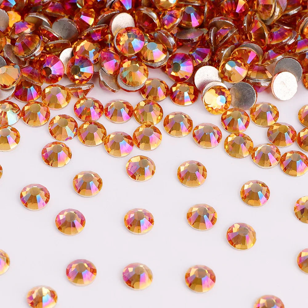 SS6-SS30 Wholesale Small Bag Non Hotfix Glue on 4A+ Quality Rhinestones Glass Crystal Flatback Regular Cut for Nail Art
