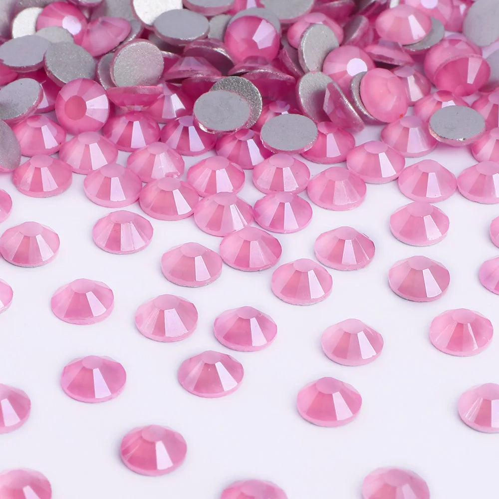 34Kinds Pink Color SS6-SS30 Crystal Rhinestones Bling Bling Glitter Glue on Rhinestones for Gymnastics Performance Clothing