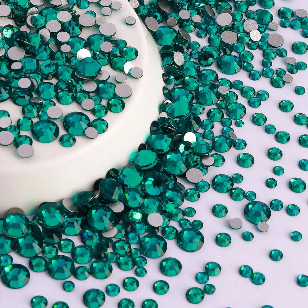 Wholesale Rhinestones 200 Colors 1440pcs  Mix Size Glue on Glass Flat Back Rhinestone Bulk Glass Rhinestone Crystal for Garment