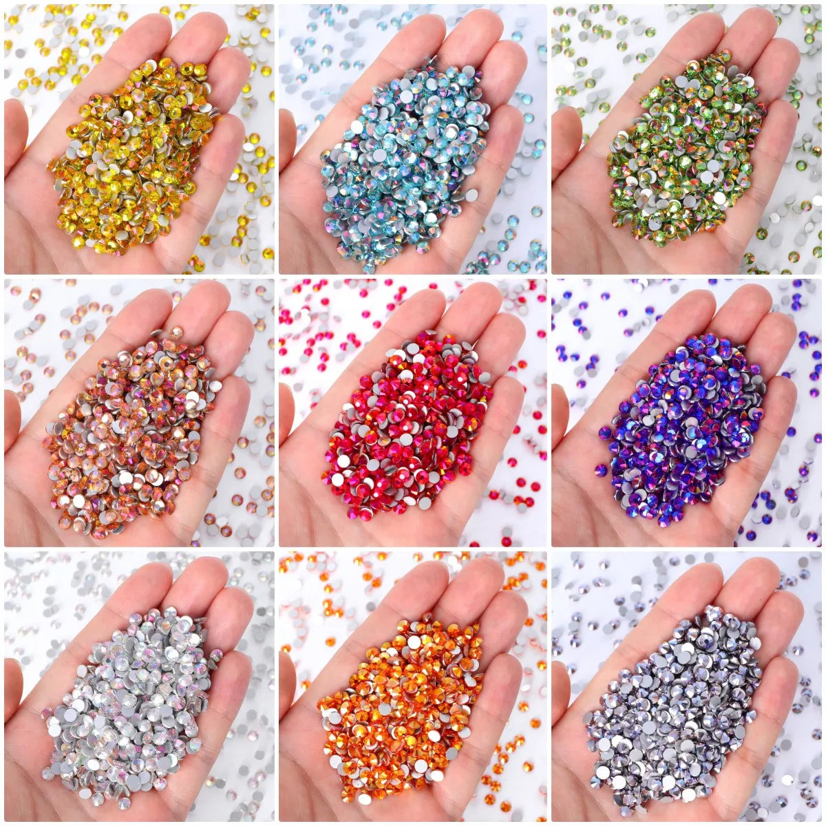 QY Wholesale Over 200 Colors Rhinestones Bulk Red Crystal Flat Back Glue on Non Hotfix Stone Bling Cristal AB for Tumbler