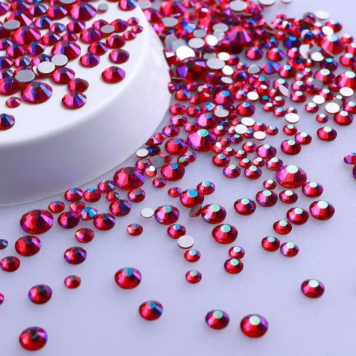 Wholesale 100 Colors Ss4-ss20 Mix Size Strass Crystal Rhinestones Non Hotfix Round Glass Stones Glue on Nail Gems Decoration