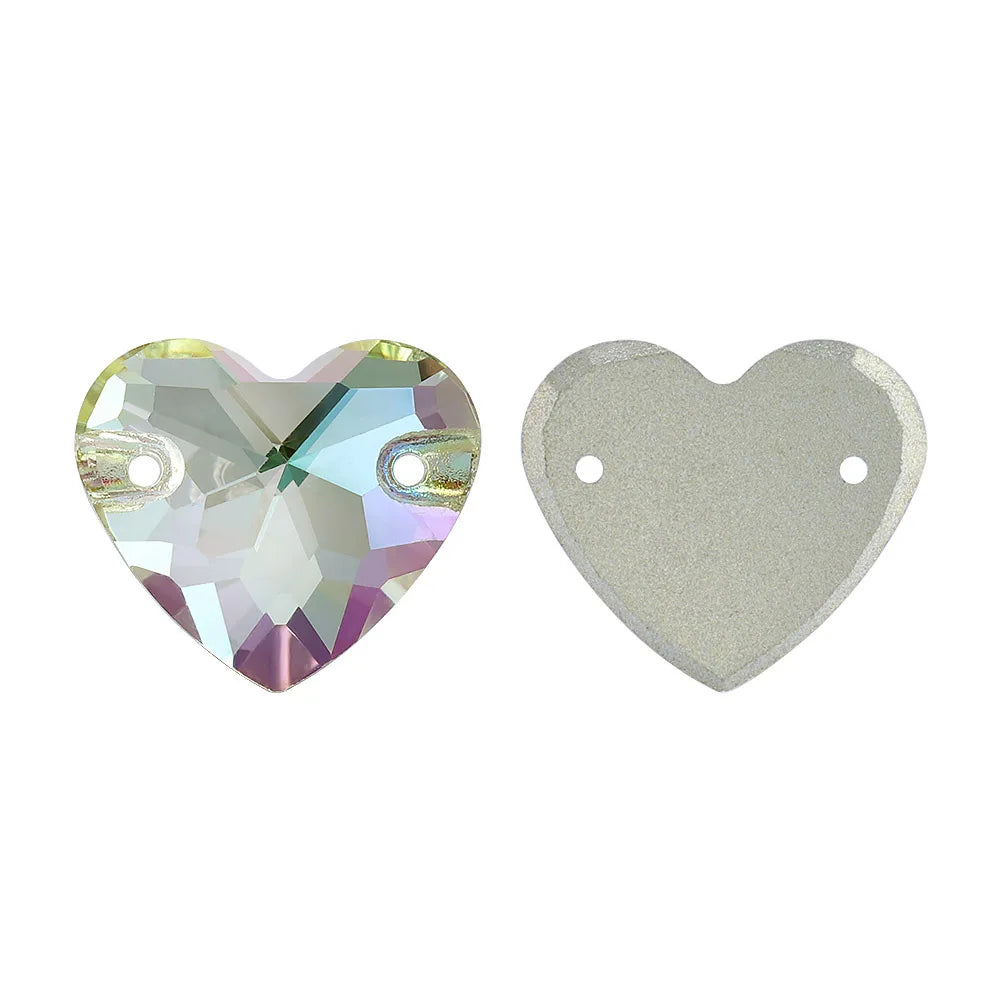 QIYI Factory Direct Wholesale Popular Fashion Design Bright Pure Versatile Minimalist Heart Shape Sew-on Rhinestones  3259