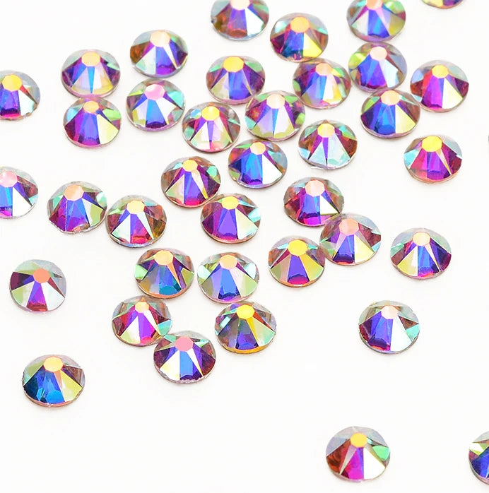 High Quality 16 Cut Facets  Crystal AB Rhinestone Gold Base Non Hot Fix Flatback  Rhinestones Bulk for Dress