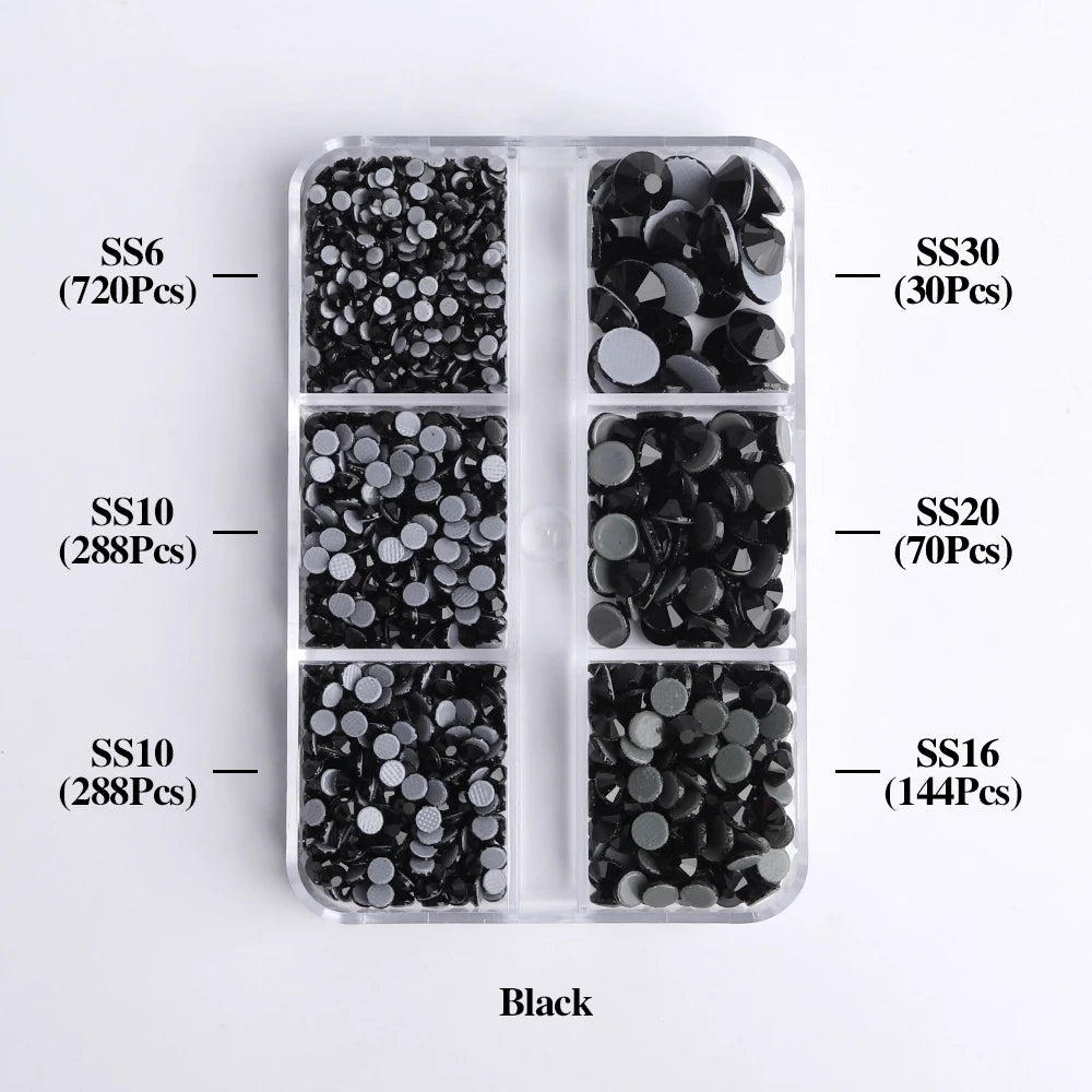 Hot Selling 6 Grid Hotfix Rhinestone Kit Mix Box Nail Charms Crystals Rhinestones Wholesale Stones for Jewellery Making