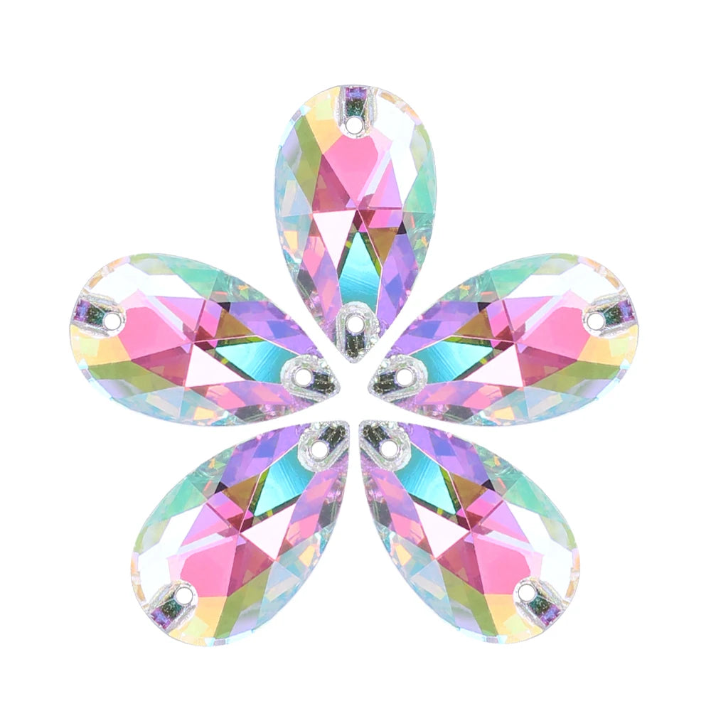 Wholesale 7x12 10x14 11x18 13x22 17x28 mm Raindrop Sew-on Rhinestones Non Hotfix Flatback Sewing Strass Bling for Jewelry Dress