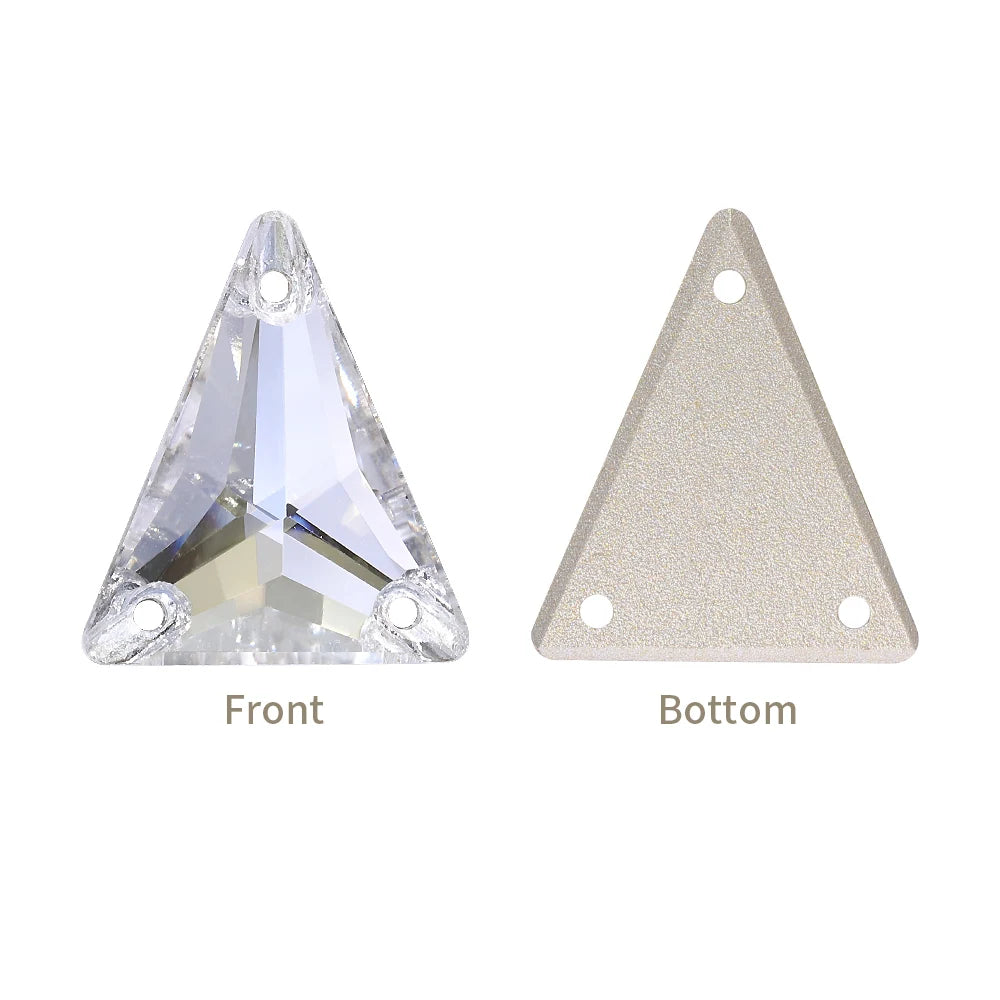 3271 Hot Selling Slim Triangle Factory Direct Wholesale High Quality Durable Shimmering Clear Glass Crystal Sew-On Rhinestones